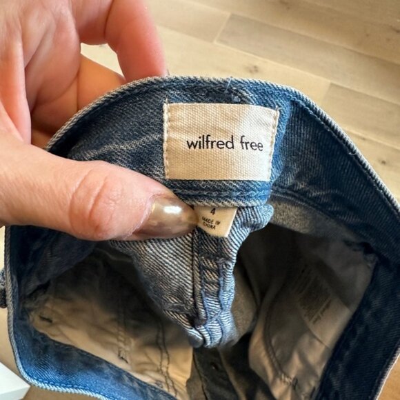 Wilfred Free Denim Mini Skirt Size 4 – Button Front Pockets Casual Classic - Picture 4 of 7